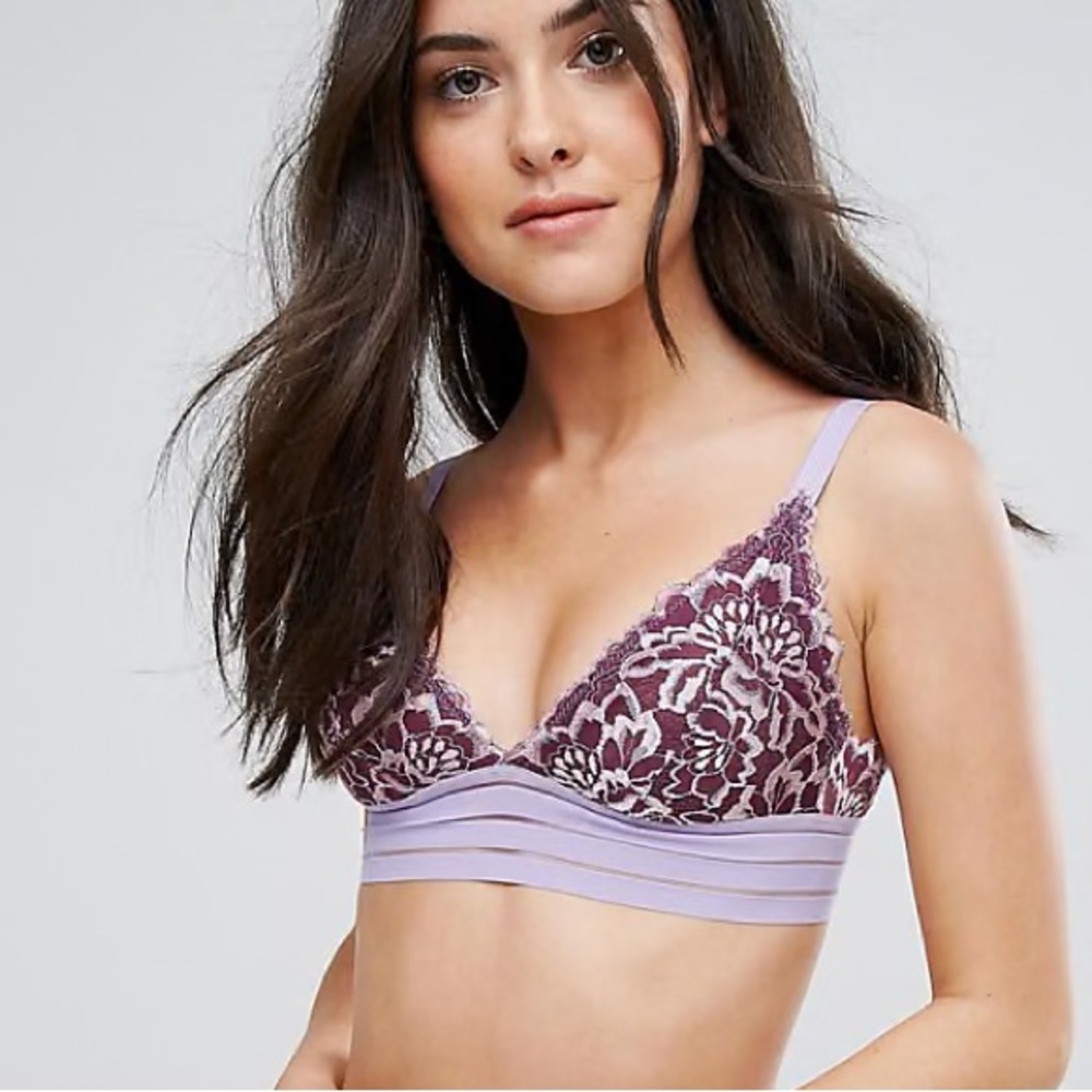 Free People Intimately XS Purple Floral Dalia Lace Bralette